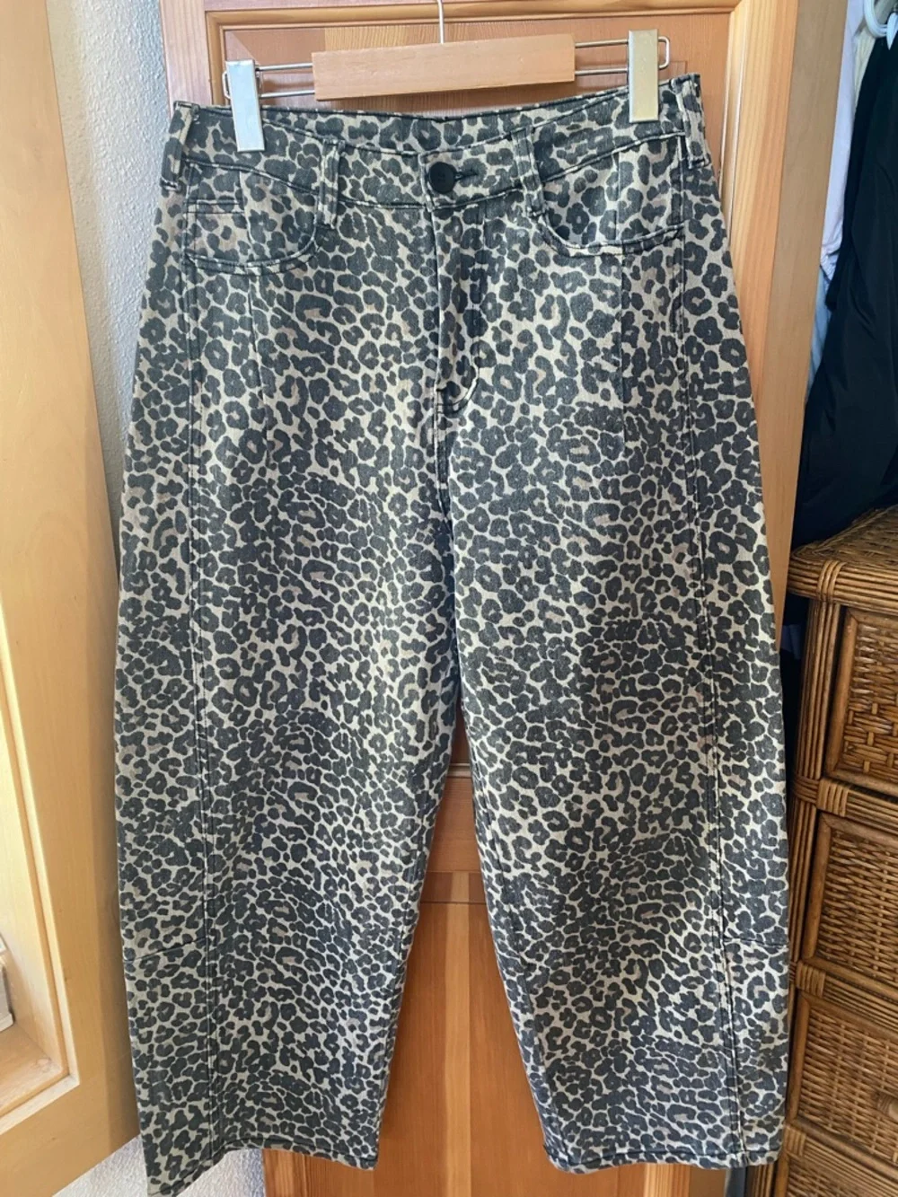 Pants & Jumpsuits | Leopard Print Womens Barrel Leg Pants Stoneblack ...